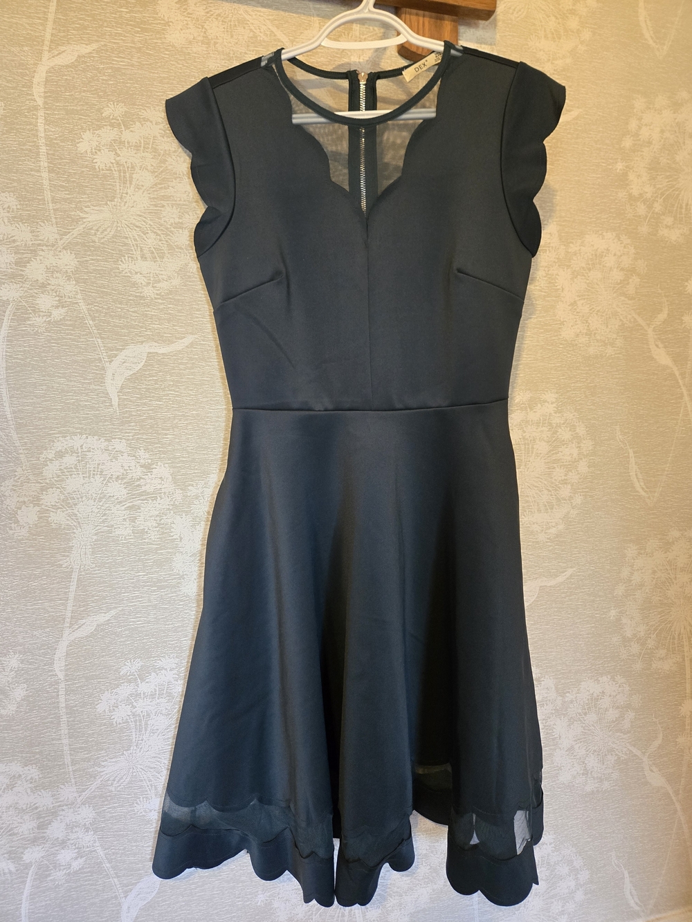 Dex Forest Green Scallop-Hem Fit & Flare Midi Dress